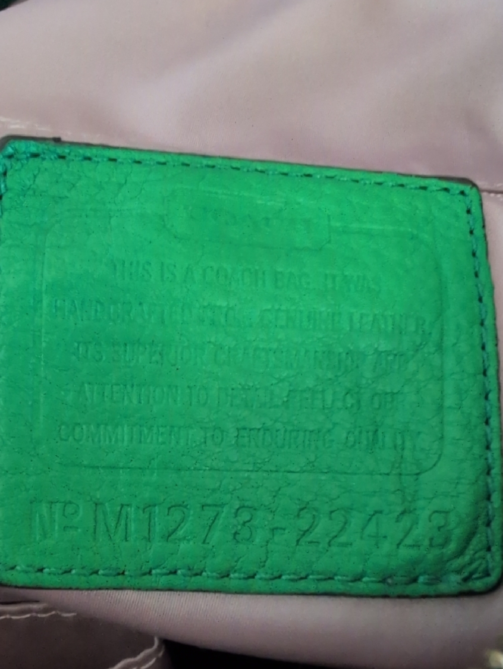 Coach Vintage Green Pebbled Leather Poppy Avery Hobo Crossbody Bag          M357 - Picture 14 of 16